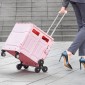 VEVOR Foldable Utility Cart, 65L πτυσσόμενο φορητό καρότσι με τροχούς αναρρίχησης σκαλοπατιών & περιστρεφόμενους τροχούς 360°, καροτσάκι χειρός με τηλεσκοπική λαβή για αγορές γραφείο Moving Teacher, Ροζ