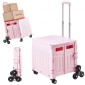 VEVOR Foldable Utility Cart, 65L πτυσσόμενο φορητό καρότσι με τροχούς αναρρίχησης σκαλοπατιών & περιστρεφόμενους τροχούς 360°, καροτσάκι χειρός με τηλεσκοπική λαβή για αγορές γραφείο Moving Teacher, Ροζ