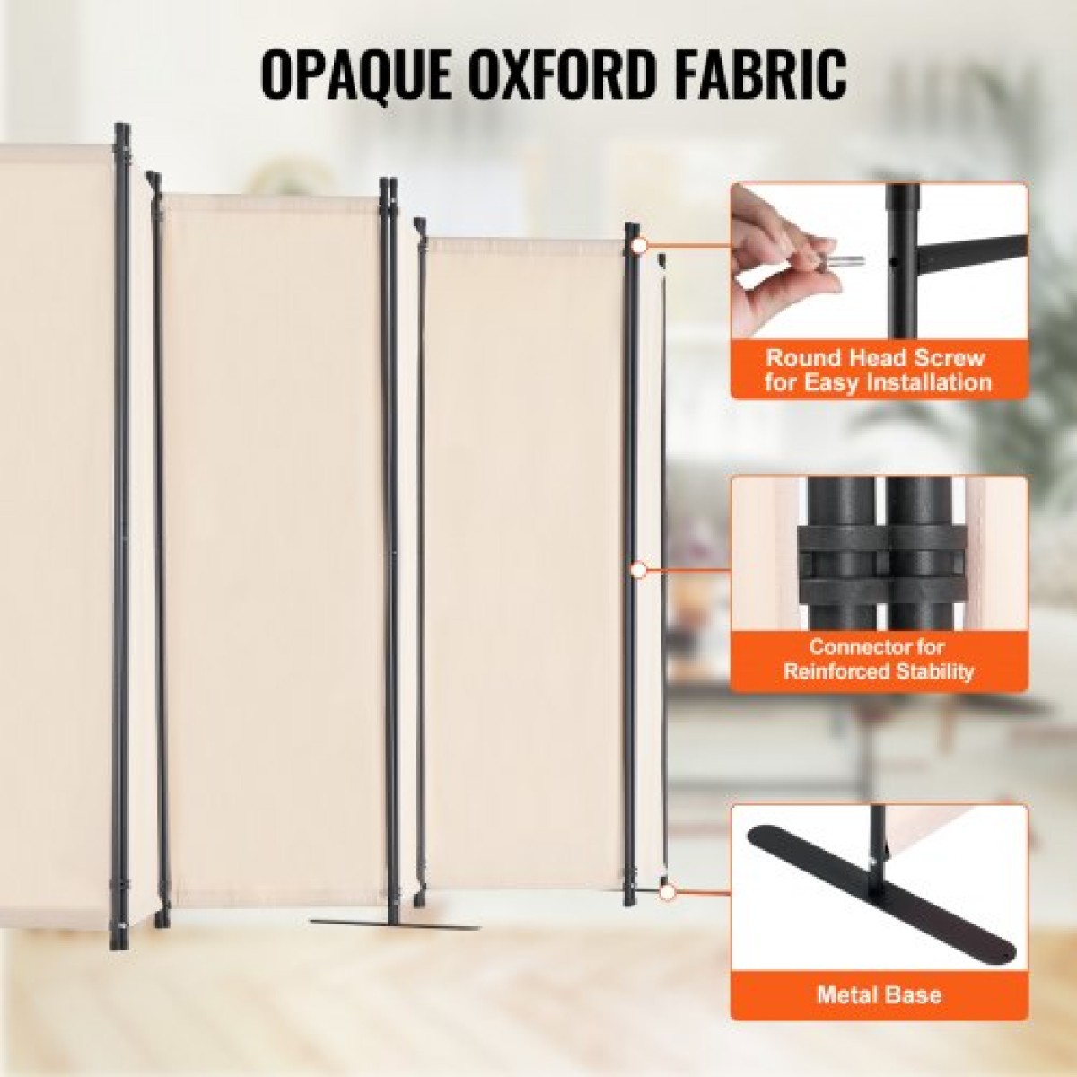 VEVOR Divider Room, 6 Panels Room Divider, Πτυσσόμενη οθόνη Privacy και φορητό διαχωριστικό διαχωρισμού για διαχωρισμό δωματίων, χωρίσματα ανεξάρτητων δωματίων για γραφείο, υπνοδωμάτιο, μελέτη, μπεζ