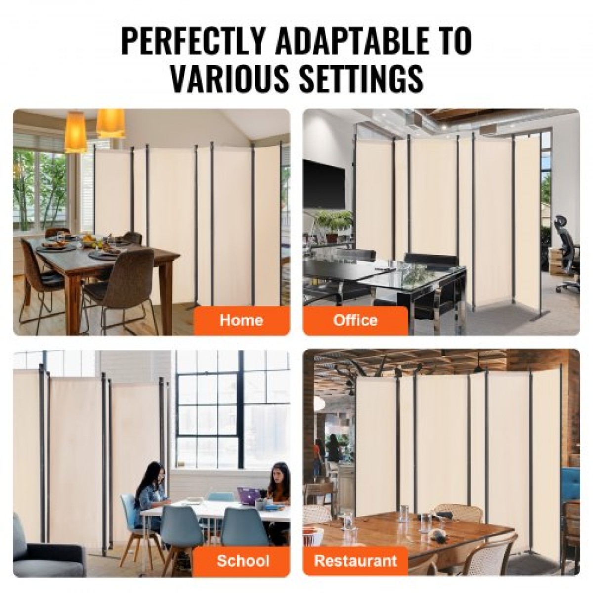 VEVOR Divider Room, 6 Panels Room Divider, Πτυσσόμενη οθόνη Privacy και φορητό διαχωριστικό διαχωρισμού για διαχωρισμό δωματίων, χωρίσματα ανεξάρτητων δωματίων για γραφείο, υπνοδωμάτιο, μελέτη, μπεζ