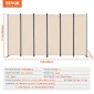 VEVOR Divider Room, 6 Panels Room Divider, Πτυσσόμενη οθόνη Privacy και φορητό διαχωριστικό διαχωρισμού για διαχωρισμό δωματίων, χωρίσματα ανεξάρτητων δωματίων για γραφείο, υπνοδωμάτιο, μελέτη, μπεζ