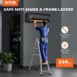 VEVOR Telescoping Ladder A Frame, 11 FT Compact Extension Ladder από αλουμίνιο, πολλαπλών λειτουργιών φορητή πτυσσόμενη σκάλα RV, τηλεσκοπική σκάλα για σκάλες εργασίας για το σπίτι Εσωτερική οροφή εξωτερικού χώρου, φορτίο 330 lb