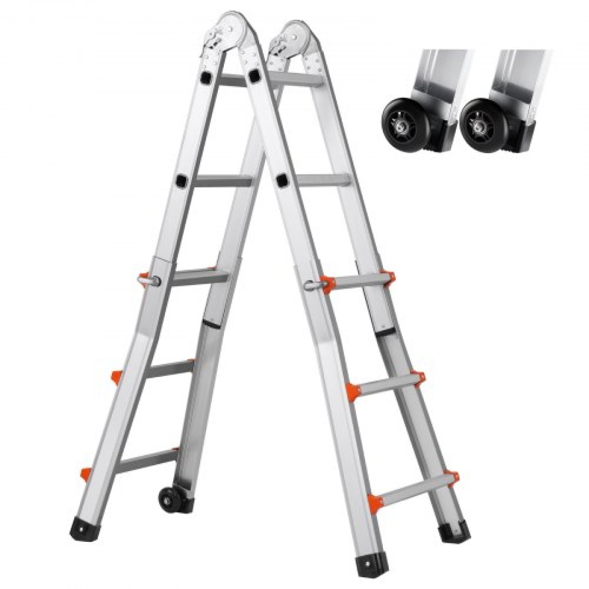 VEVOR Telescoping Ladder A Frame, 11 FT Compact Extension Ladder από αλουμίνιο, πολλαπλών λειτουργιών φορητή πτυσσόμενη σκάλα RV, τηλεσκοπική σκάλα για σκάλες εργασίας για το σπίτι Εσωτερική οροφή εξωτερικού χώρου, φορτίο 330 lb