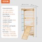 VEVOR Swedish Ladder Wall Gym, 5 σε 1 Ξύλινα παιχνίδια αναρρίχησης εσωτερικής παιδικής χαράς, χωρητικότητα 220 lbs Σουηδική επιτοίχια σκάλα με μπάρα έλξης, γυμναστικούς κρίκους, σκάλα τοίχου, σκάλα με σχοινί και σανίδα ολίσθησης