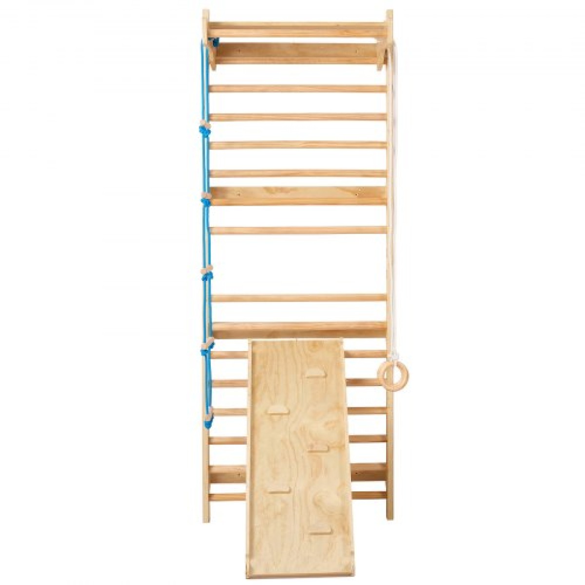 VEVOR Swedish Ladder Wall Gym, 5 σε 1 Ξύλινα παιχνίδια αναρρίχησης εσωτερικής παιδικής χαράς, χωρητικότητα 220 lbs Σουηδική επιτοίχια σκάλα με μπάρα έλξης, γυμναστικούς κρίκους, σκάλα τοίχου, σκάλα με σχοινί και σανίδα ολίσθησης