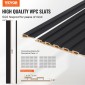 Ακουστικά πάνελ VEVOR Wood Slat, 8 ΤΕΜ 96 x 6 ιντσών, Ξύλινα πάνελ τοίχου WPC Accent για μοντέρνο εσωτερικό τοίχο, πάνελ τοίχου από ψεύτικο ξύλο για κομψή διακόσμηση και μείωση θορύβου, ματ μαύρο