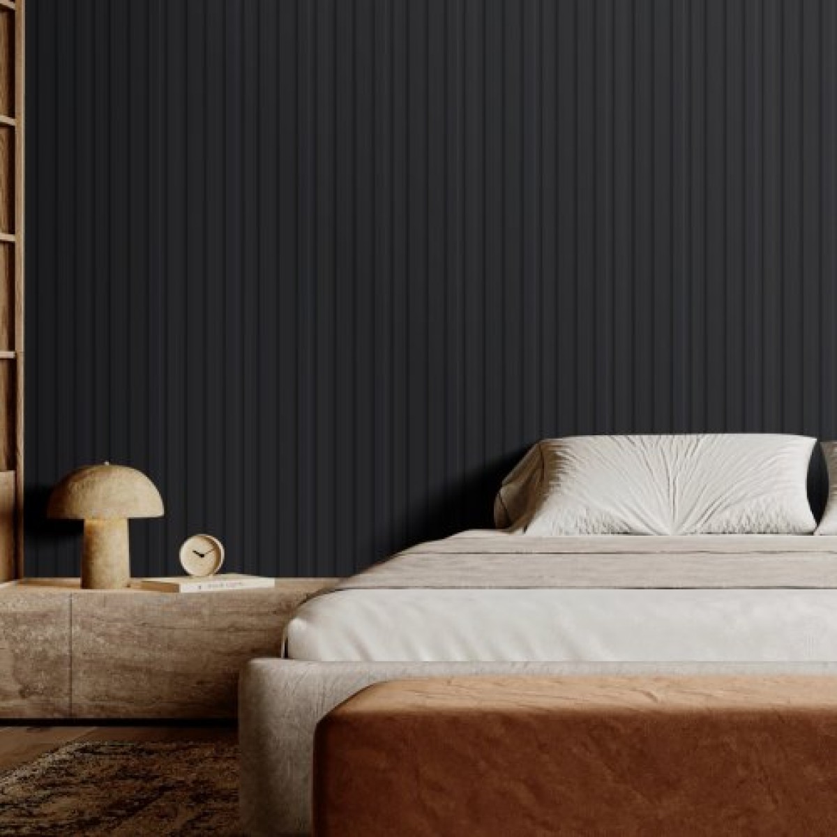 Ακουστικά πάνελ VEVOR Wood Slat, 8 ΤΕΜ 96 x 6 ιντσών, Ξύλινα πάνελ τοίχου WPC Accent για μοντέρνο εσωτερικό τοίχο, πάνελ τοίχου από ψεύτικο ξύλο για κομψή διακόσμηση και μείωση θορύβου, ματ μαύρο