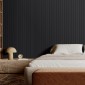 Ακουστικά πάνελ VEVOR Wood Slat, 8 ΤΕΜ 96 x 6 ιντσών, Ξύλινα πάνελ τοίχου WPC Accent για μοντέρνο εσωτερικό τοίχο, πάνελ τοίχου από ψεύτικο ξύλο για κομψή διακόσμηση και μείωση θορύβου, ματ μαύρο