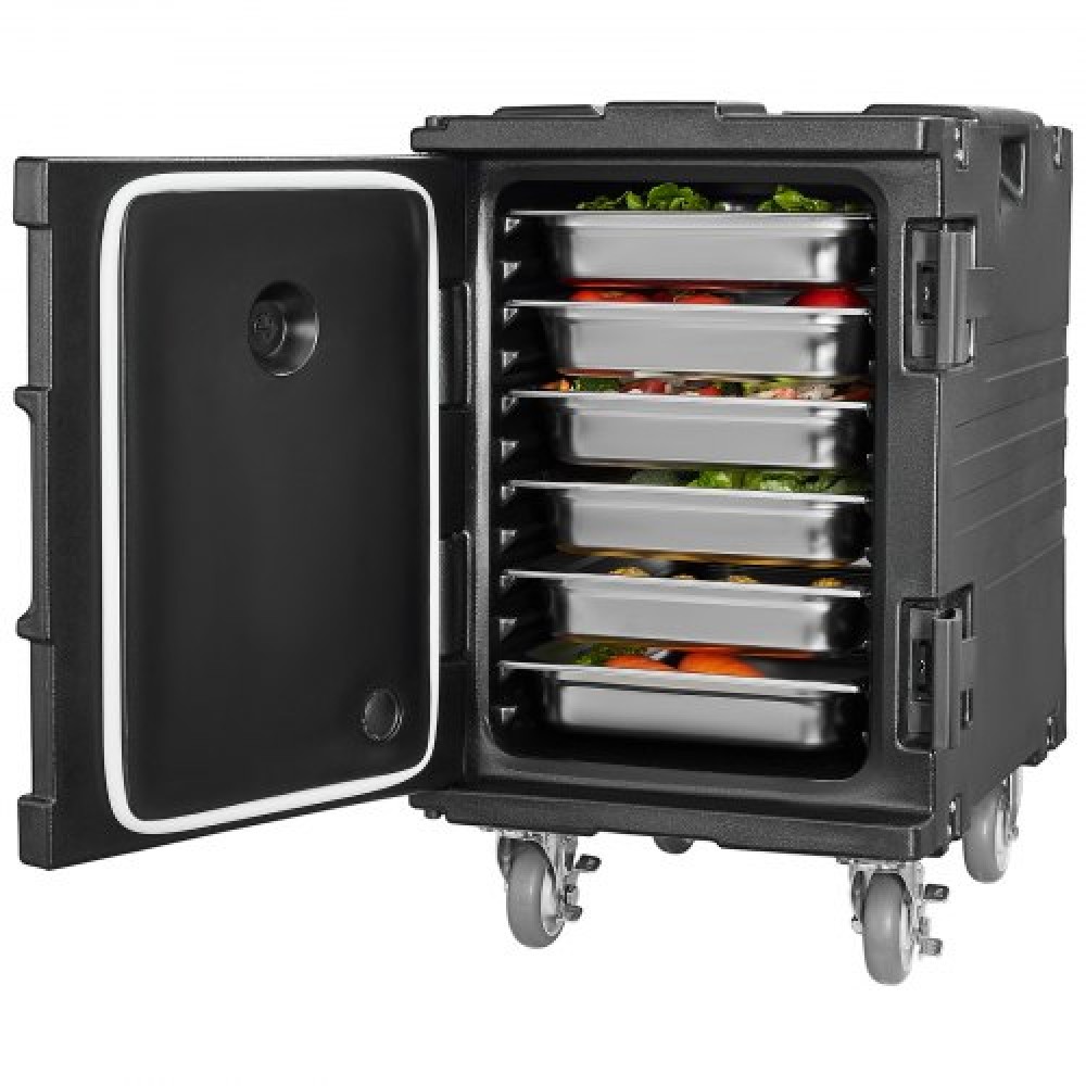 Βάση μεταφοράς φαγητού VEVOR Insulated, Hot Box 95 Qt για Catering, Food Box Carrier με αγκράφα, Front Loading Food Warner με χερούλια, End Loader με ρόδες για εστιατόριο, κυλικείο