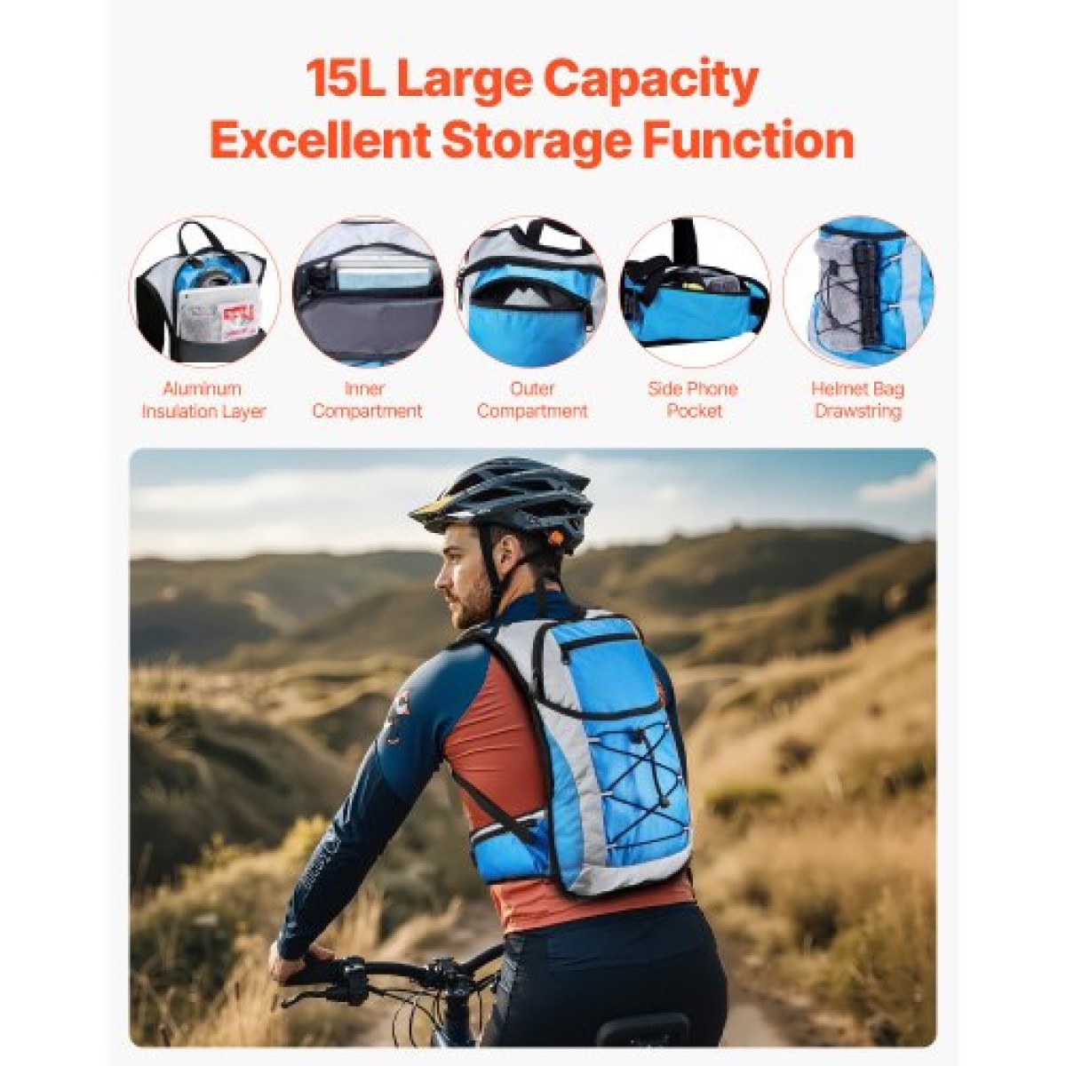 Σακίδιο πλάτης VEVOR Hydration, 15L Insulated Hydration Pack Σακίδιο πλάτης με 3L TPU Water Bladder, Σακίδιο νερού πεζοπορίας με αποθήκευση για άνδρες γυναίκες, Hydro Water Daypack για πεζοπορία, τρέξιμο ποδηλασίας Κάμπινγκ