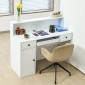 Reception Desk VEVOR, 47,24 x 18,7 x 39,37 σε ορθογώνιο μπροστινό τραπέζι, Γραφείο ρεσεψιόν με φως LED, 2 συρτάρια και πρίζες, για ταμείο, λόμπι, σαλόνι ομορφιάς και γραφείο, λευκό