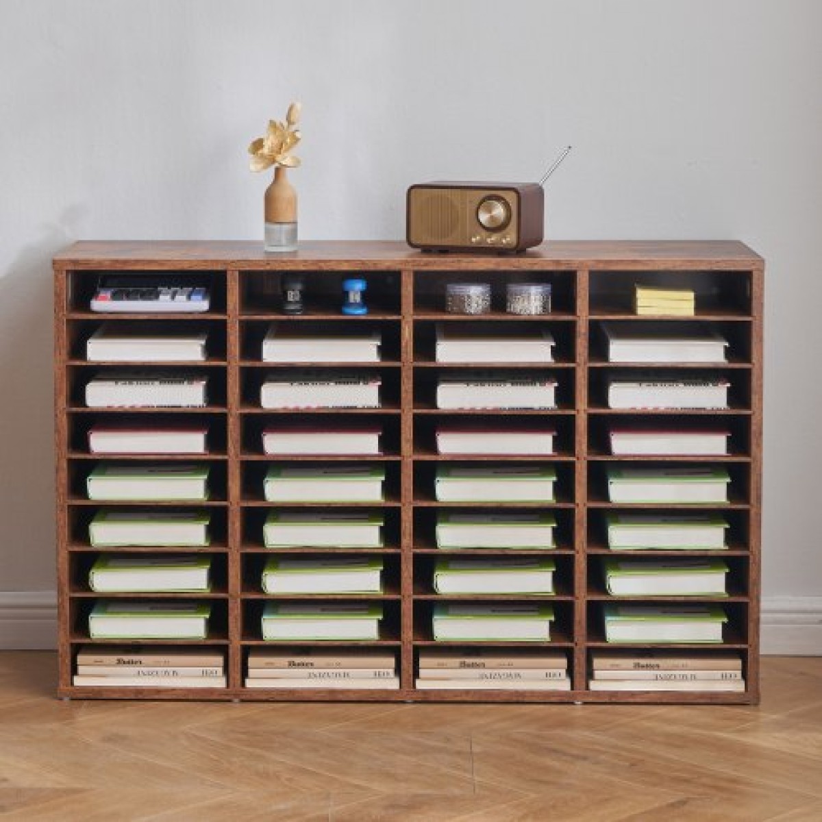 VEVOR Literature Organizer, Γραμματοκιβώτιο γραφείου 36 θέσεων με αφαιρούμενα ράφια, Ξύλινη ταχυδρομική θυρίδα ταξινόμησης Particle Board Office Home Classroom Storage, File Sorter για αρχεία, έγγραφα, χαρτί, σκούρο καφέ