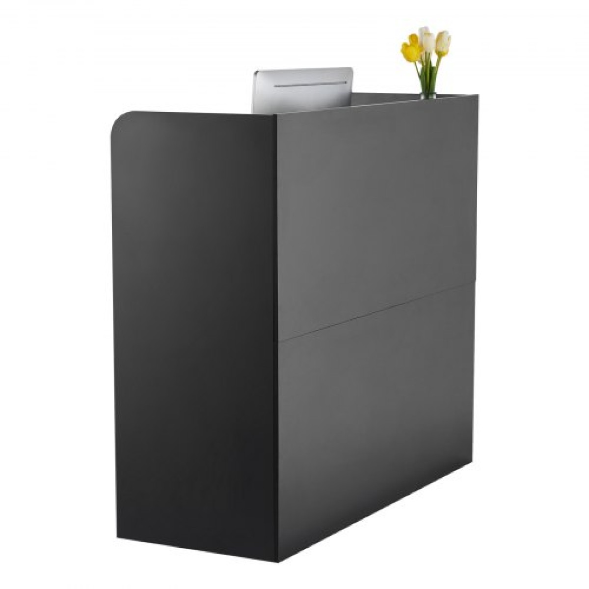 Γραφείο υποδοχής VEVOR, 47,24 x 18,9 x 39,37 σε ορθογώνιο μπροστινό τραπέζι πάγκου, πάγκος υποδοχής γραφείου με συρτάρι που κλειδώνει και ντουλάπι αποθήκευσης, για ταμείο, λόμπι, σαλόνι ομορφιάς και γραφείο, μαύρο