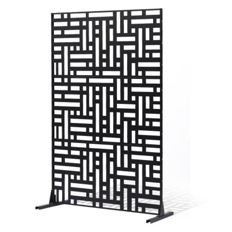 VEVOR Μεταλλική οθόνη απορρήτου, 47" Π x 76" Υ, Εξωτερικές Οθόνες Προστασίας Προσωπικών Δεδομένων 3 πάνελ, Ανεξάρτητο διαχωριστικό εξωτερικού χώρου με βάση, Διακοσμητικός ατσάλινος φράχτης κήπου για προστασία ιδιωτικού απορρήτου για μπαλκόνι Αίθ