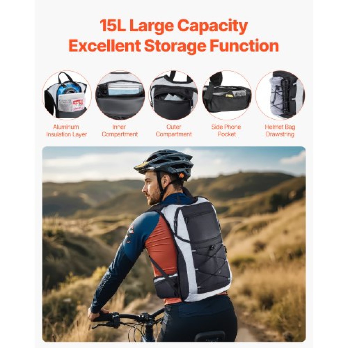 Σακίδιο πλάτης VEVOR Hydration, 15L Insulated Hydration Pack Σακίδιο πλάτης με 3L TPU Water Bladder, Hiking Water Backpack with Storage for Men Women, Hydro Water Daypack for Hiking Runnin Hiking Cycling Camping
