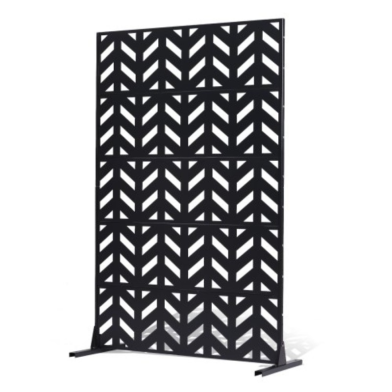 VEVOR Μεταλλική οθόνη απορρήτου, 47" Π x 72" Υ, Εξωτερικές Οθόνες Προστασίας Προσωπικών Δεδομένων 5 πάνελ, Ανεξάρτητο διαχωριστικό εξωτερικού χώρου με βάση, Διακοσμητικός ατσάλινος φράχτης κήπου για προστασία ιδιωτικού απορρήτου για μπαλκόνι Αίθ