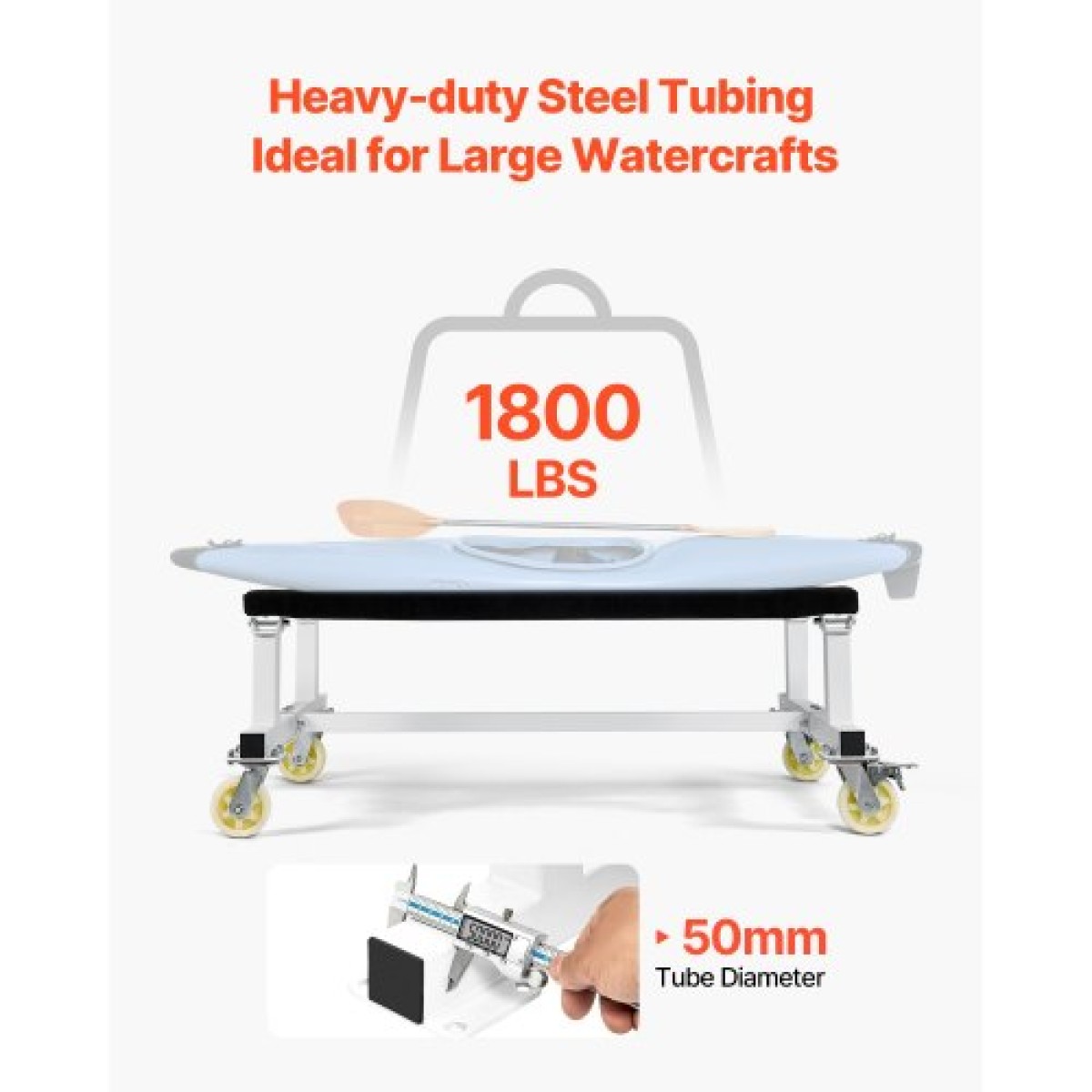 VEVOR Watercraft PWC Dolly, χωρητικότητα φόρτωσης 1800 lbs, jet Ski Stand PWC Cart for Moving Watercraft, Fixed Bunk with 4 Casters & 2 Brakes, Heavy-Duty Jet Ski Cart for Kayaks, Hovercrafts, Speedboats