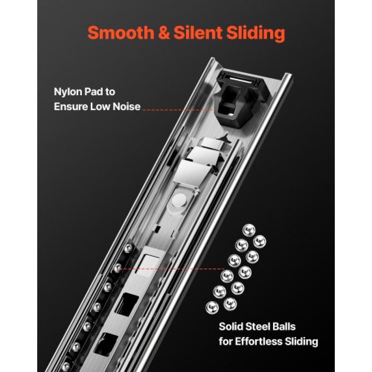 VEVOR 1 Pair Full Extension Slides συρταριών 16 18 20 24 30 35 37.4 59 24 32 36 40 48 60 in, 250 lbs Load Capacity Locking Slides συρταριών, ρουλεμάν με πλευρική βάση κλειδαριάς Drlideil