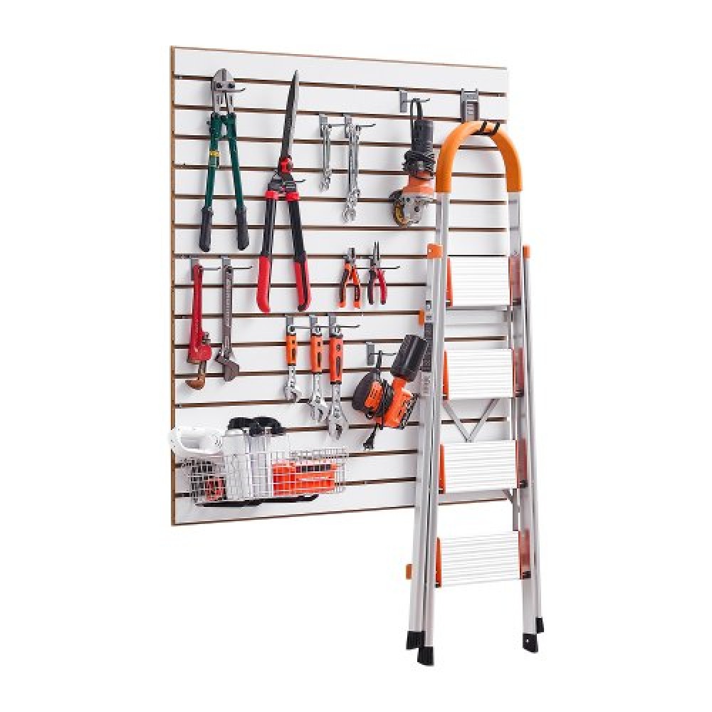 Επένδυση τοίχου VEVOR slat, 4 x 4 ft, MDF Slatwall Garage με αρθρωτή σχεδίαση, Λευκό slat Wall Εύκολη εγκατάσταση, ρυθμιζόμενο πάνελ slatwall με δομή ζεύξης & κοπή DIY, Ταιριάζει για αποθήκευση και οθόνη