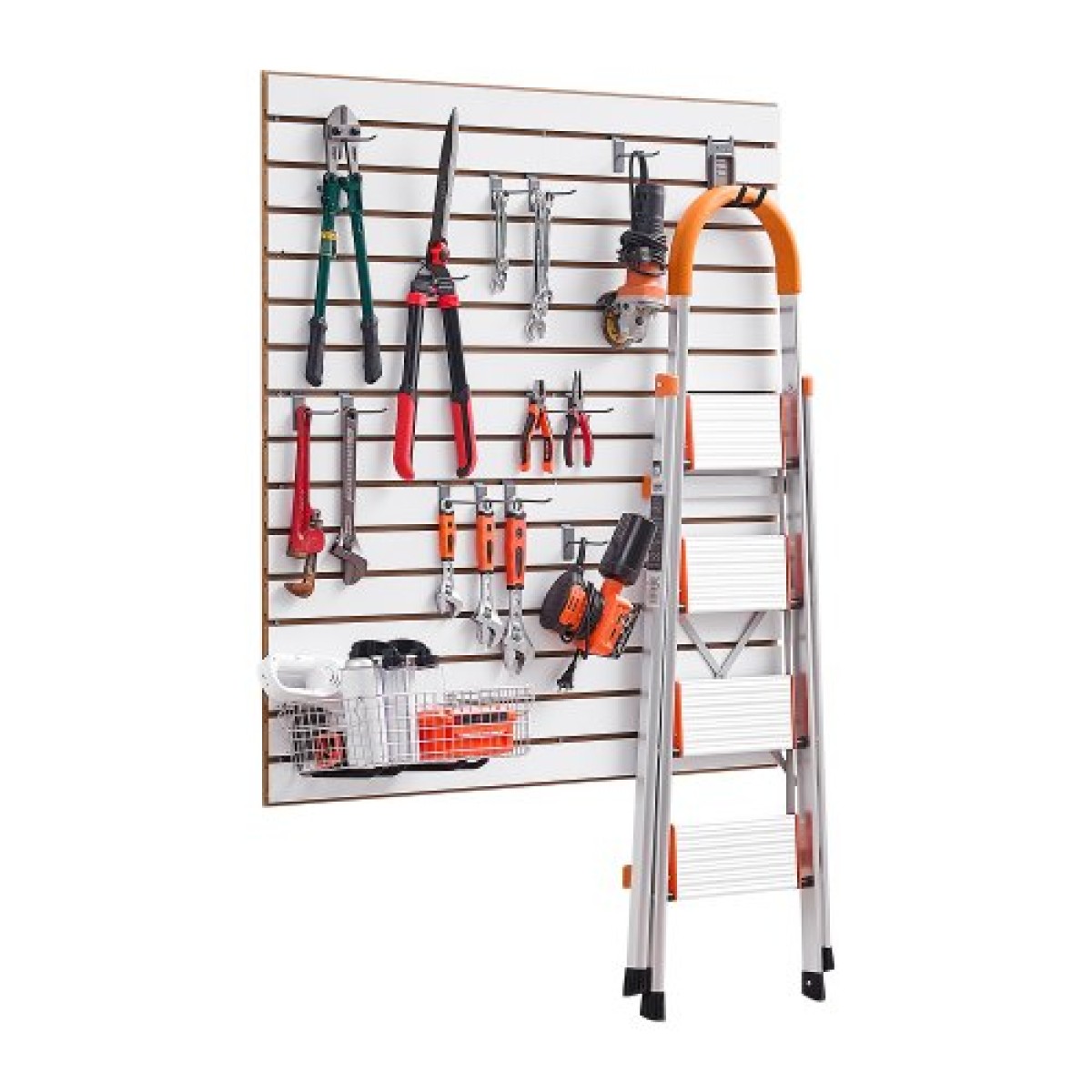 Επένδυση τοίχου VEVOR slat, 4 x 4 ft, MDF Slatwall Garage με αρθρωτή σχεδίαση, Λευκό slat Wall Εύκολη εγκατάσταση, ρυθμιζόμενο πάνελ slatwall με δομή ζεύξης & κοπή DIY, Ταιριάζει για αποθήκευση και οθόνη