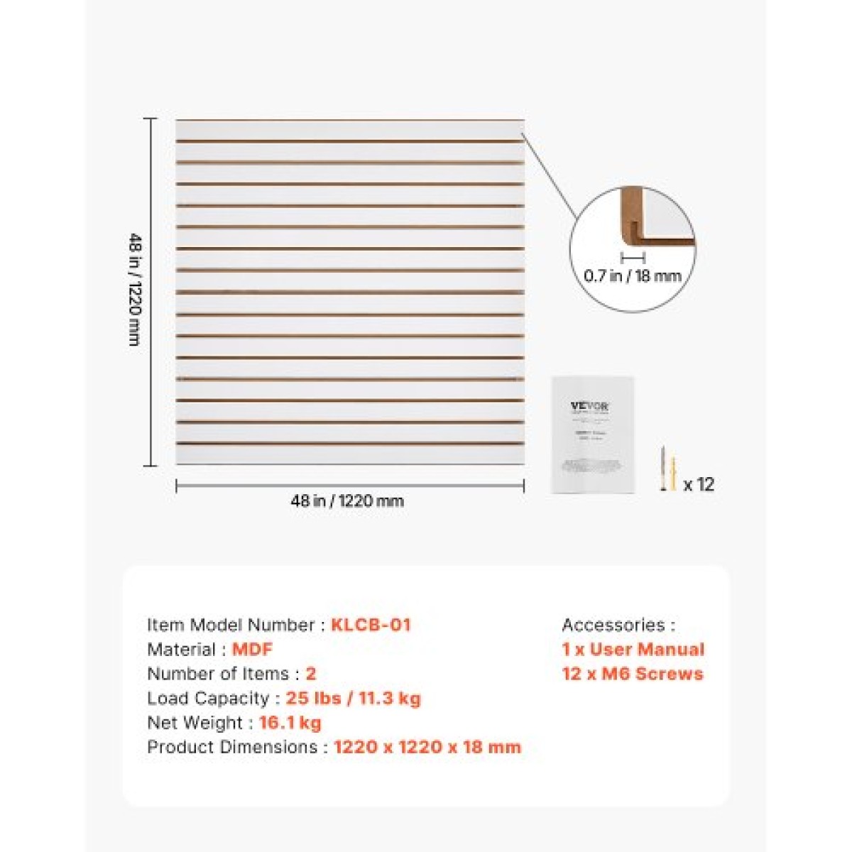 Επένδυση τοίχου VEVOR slat, 4 x 4 ft, MDF Slatwall Garage με αρθρωτή σχεδίαση, Λευκό slat Wall Εύκολη εγκατάσταση, ρυθμιζόμενο πάνελ slatwall με δομή ζεύξης & κοπή DIY, Ταιριάζει για αποθήκευση και οθόνη