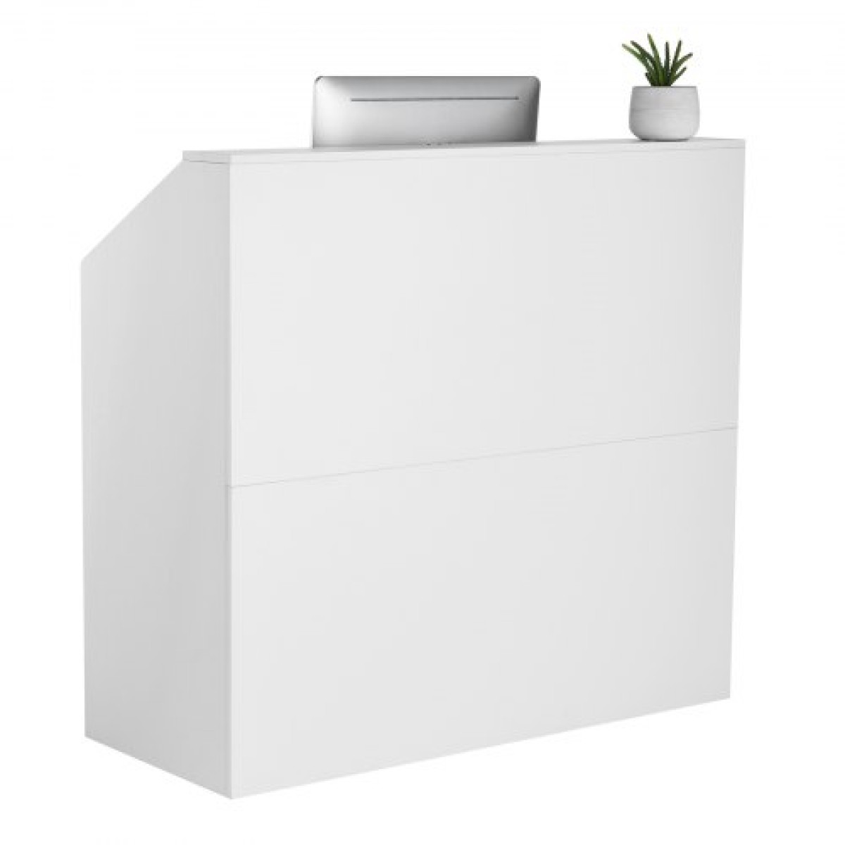 Γραφείο υποδοχής VEVOR, 46,46 x 19,69 x 43,90 σε ορθογώνιο μπροστινό τραπέζι, ρεσεψιόν γραφείου, πάγκος λιανικής και μπροστινός πάγκος υποδοχής, για ταμείο, λόμπι, σαλόνι ομορφιάς και γραφείο, λευκό