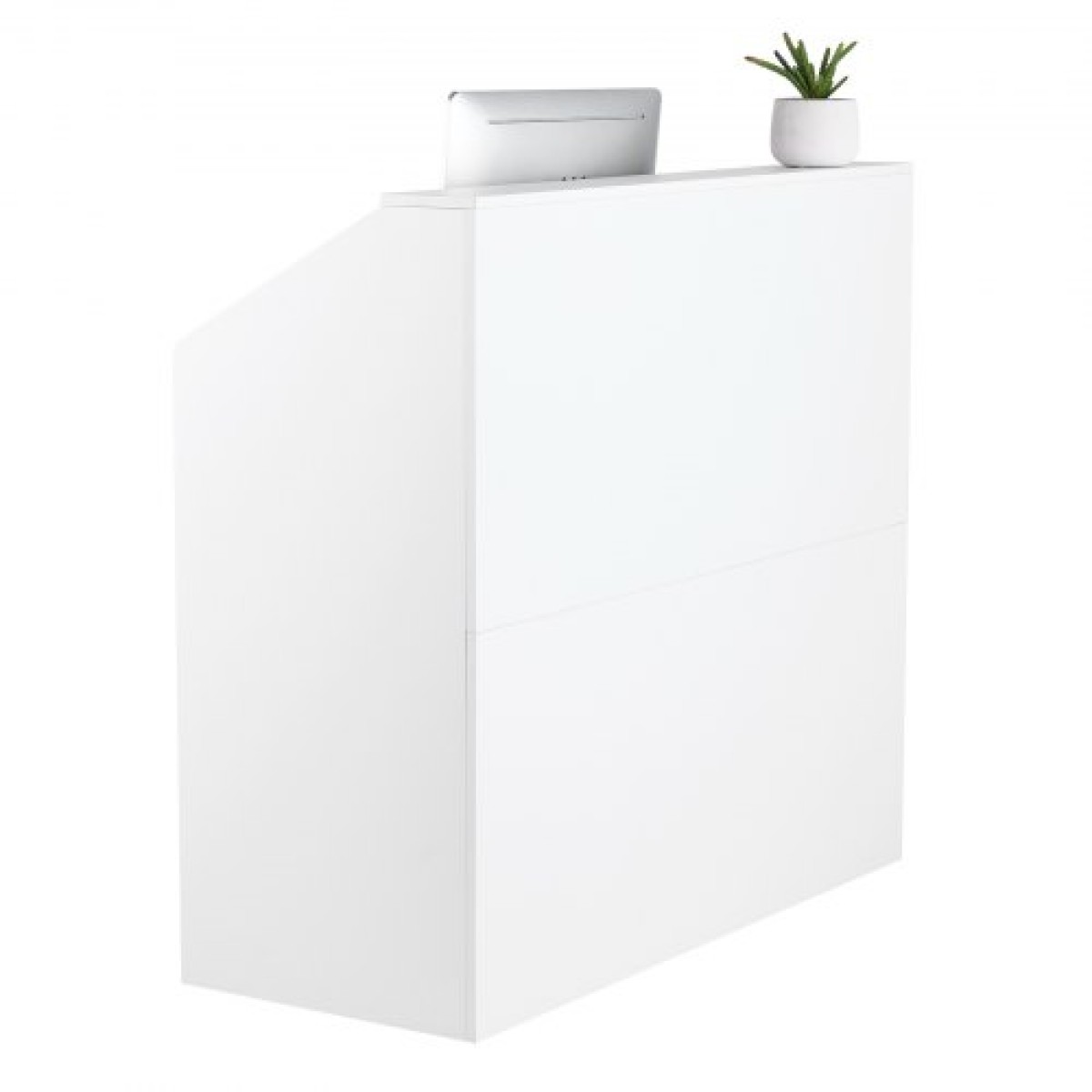 Γραφείο υποδοχής VEVOR, 46,46 x 19,69 x 43,90 σε ορθογώνιο μπροστινό τραπέζι, ρεσεψιόν γραφείου, πάγκος λιανικής και μπροστινός πάγκος υποδοχής, για ταμείο, λόμπι, σαλόνι ομορφιάς και γραφείο, λευκό
