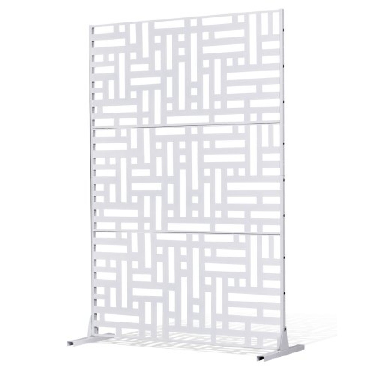 VEVOR Metal Privacy Screen, 47" W x 76" H Εξωτερικές Οθόνες Προστασίας Προσωπικών Δεδομένων 3 πάνελ, Ανεξάρτητο διαχωριστικό εξωτερικού χώρου με βάση, Διακοσμητικός ατσάλινος φράχτης κήπου Privacy για Μπαλκόνι Αίθριο Εσωτερικό Υδρομασάζ Λευκό