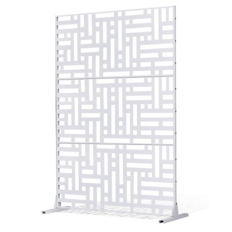 VEVOR Metal Privacy Screen, 47" W x 76" H Εξωτερικές Οθόνες Προστασίας Προσωπικών Δεδομένων 3 πάνελ, Ανεξάρτητο διαχωριστικό εξωτερικού χώρου με βάση, Διακοσμητικός ατσάλινος φράχτης κήπου Privacy για Μπαλκόνι Αίθριο Εσωτερικό Υδρομασάζ Λευκό