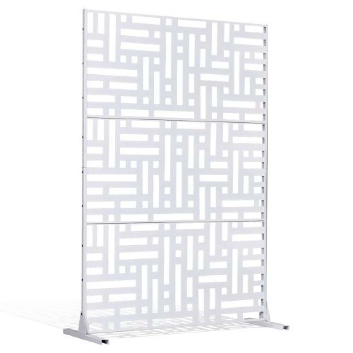 VEVOR Metal Privacy Screen, 47" W x 76" H Εξωτερικές Οθόνες Προστασίας Προσωπικών Δεδομένων 3 πάνελ, Ανεξάρτητο διαχωριστικό εξωτερικού χώρου με βάση, Διακοσμητικός ατσάλινος φράχτης κήπου Privacy για Μπαλκόνι Αίθριο Εσωτερικό Υδρομασάζ Λευκό