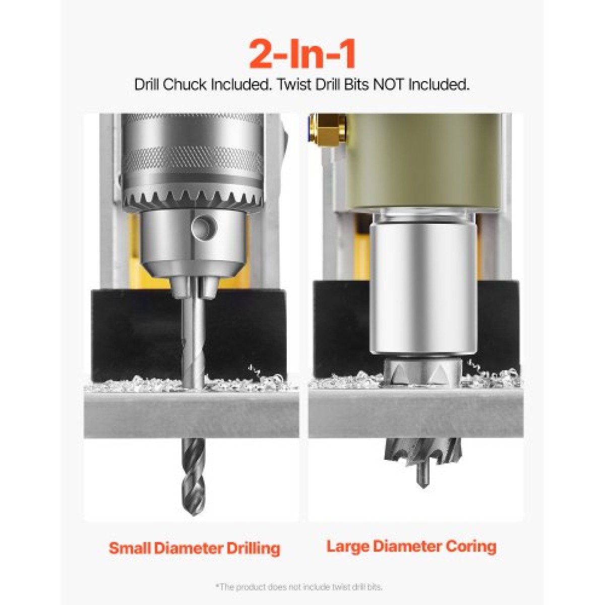 VEVOR Magnetic Drill, 1400W Motor 1.6 in Boring Diameter, 2810 lbf Portable Electric Mag Drill Press, with 11 Coring Bits, 800 RPM Speed, Drilling Machine for Metal Surface, Home Improvement Industry