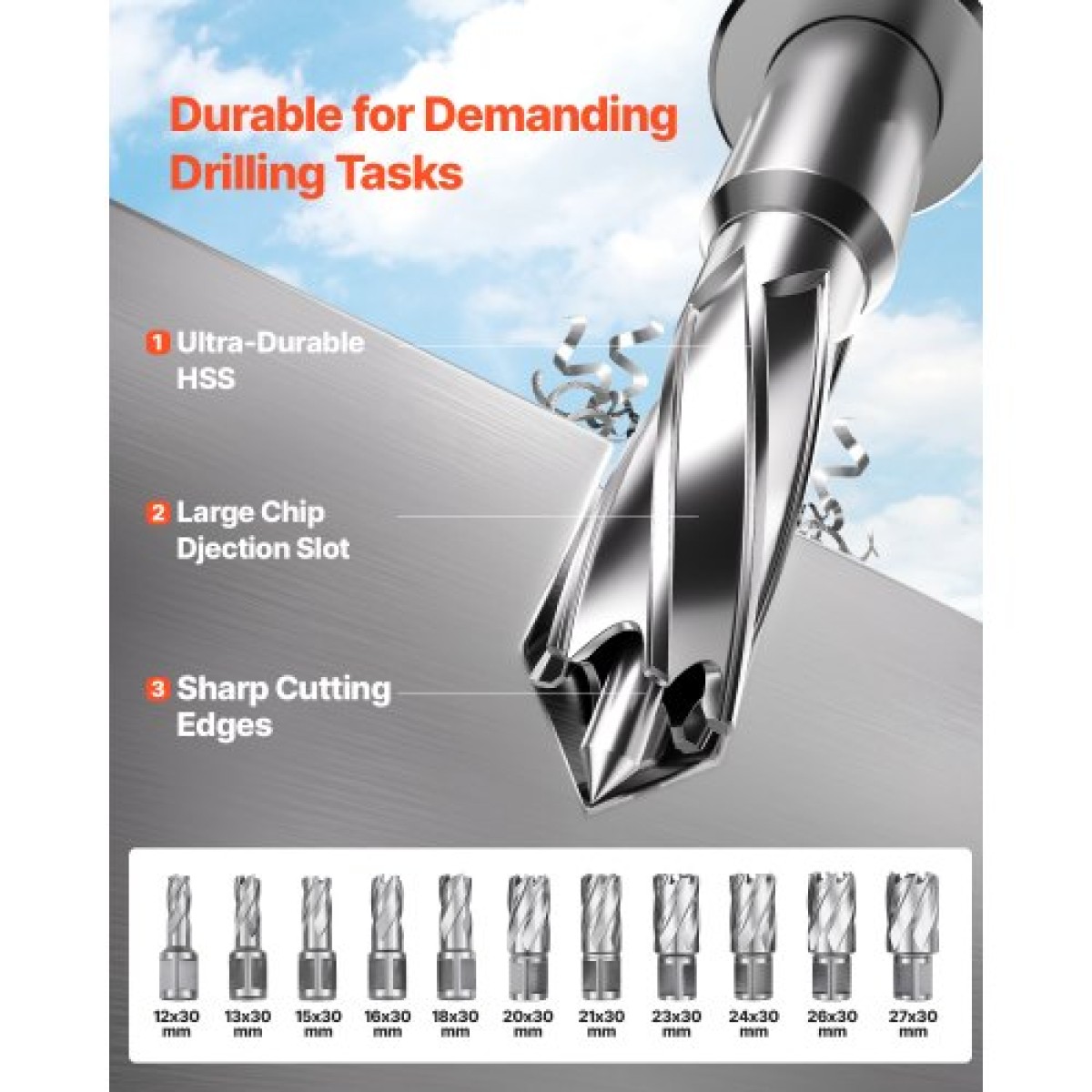 VEVOR Magnetic Drill, 1400W Motor 1.6 in Boring Diameter, 2810 lbf Portable Electric Mag Drill Press, with 11 Coring Bits, 800 RPM Speed, Drilling Machine for Metal Surface, Home Improvement Industry