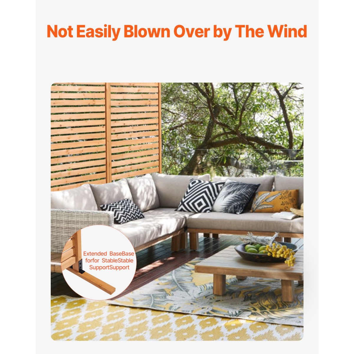 VEVOR Wooden Privacy Screen, 36" W x 76" H Outdoor Privacy Screen, Freestanding Wood Privacy Panel with Stand, Διακοσμητικό Patio Privacy Screen, Outdoor Divider for Balcony Patio Lawn Garden