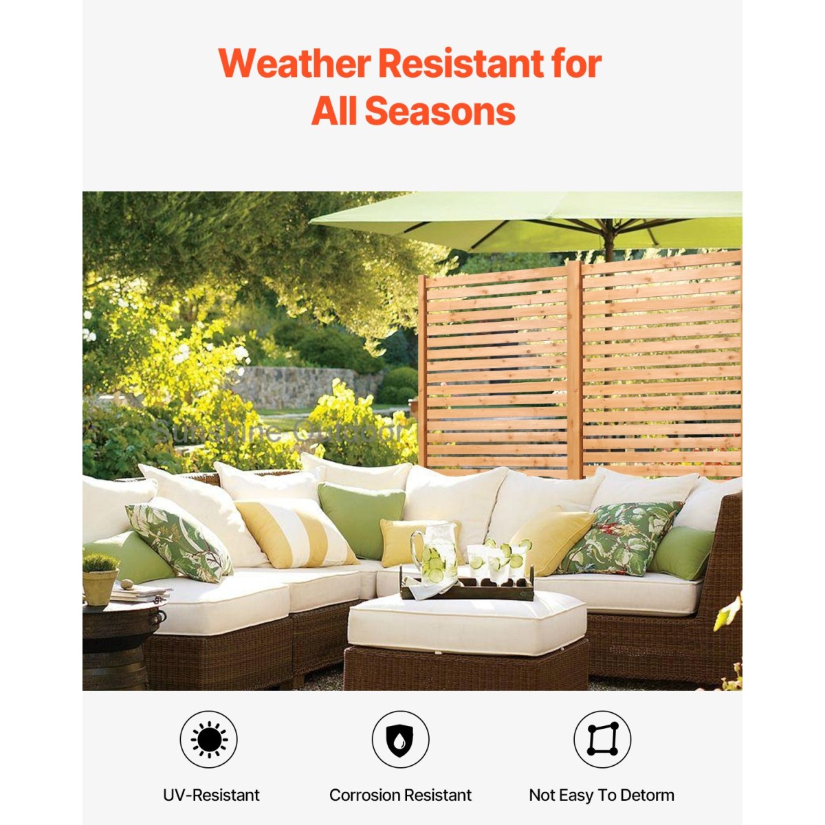 VEVOR Wooden Privacy Screen, 36" W x 76" H Outdoor Privacy Screen, Freestanding Wood Privacy Panel with Stand, Διακοσμητικό Patio Privacy Screen, Outdoor Divider for Balcony Patio Lawn Garden