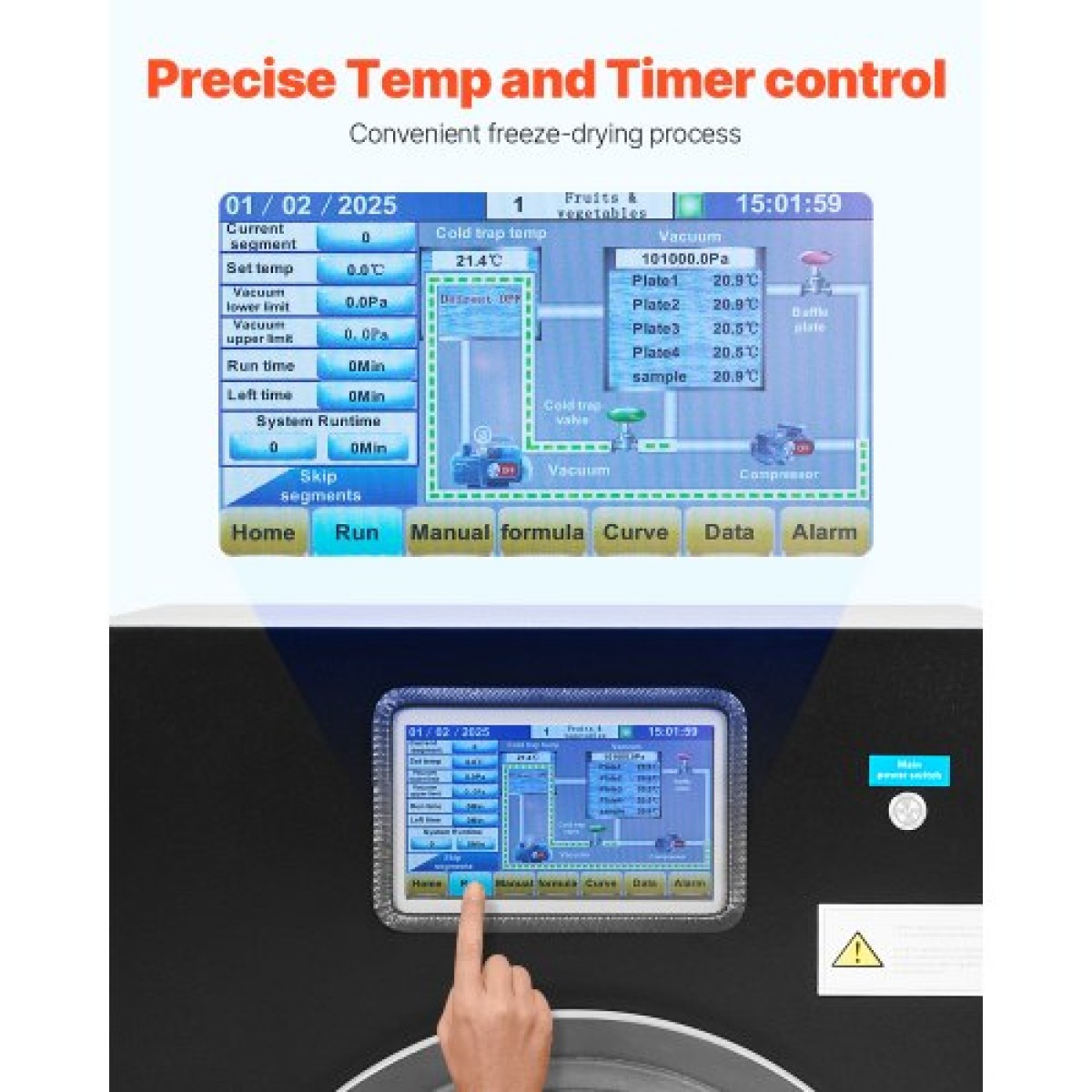 VEVOR Vacuum Freeze Dryer Machine, 8.8-13.2 LBS/Batch Food Freeze Drying Machine με δίσκους 4 στρώσεων, αντλία κενού, ρυθμιζόμενο χρονόμετρο και έλεγχο θερμοκρασίας, για φρούτα λαχανικά κρέας, μαύρο