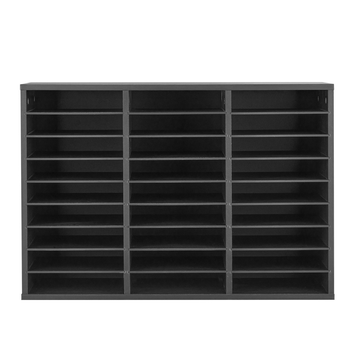 VEVOR Literature Organizer, Ταχυδρομική θυρίδα γραφείου 27 θέσεων με αφαιρούμενα ράφια, Ξύλινη ταχυδρομική θυρίδα ταξινόμησης Particle Board Office Home Classroom Storage, File Sorter για αρχεία, έγγραφα, χαρτιά, μαύρο