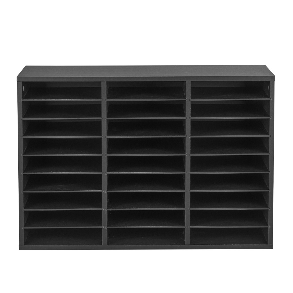 VEVOR Literature Organizer, Ταχυδρομική θυρίδα γραφείου 27 θέσεων με αφαιρούμενα ράφια, Ξύλινη ταχυδρομική θυρίδα ταξινόμησης Particle Board Office Home Classroom Storage, File Sorter για αρχεία, έγγραφα, χαρτιά, μαύρο