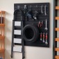 Επένδυση τοίχου VEVOR slat, 4 x 4 ft, PVC slatwall γκαράζ με αρθρωτή σχεδίαση, μαύρη πλάκα τοίχου Εύκολα στην εγκατάσταση, ρυθμιζόμενο πάνελ slatwall με δομή ζεύξης & κοπή DIY, Ταιριάζει για αποθήκευση και οθόνη