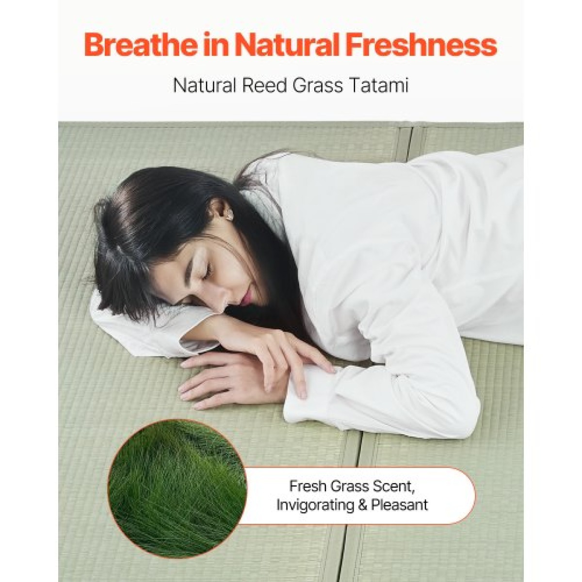 VEVOR Japanese Tatami Mat, Queen Size Πτυσσόμενο Γιαπωνέζικο Στρώμα Tatami ( Natural Rush Grass ), Ιαπωνικό στρώμα δαπέδου με αντιολισθητική βάση & φρέσκο ​​άρωμα, στρώμα Futon για διαλογισμό ύπνου γιόγκα