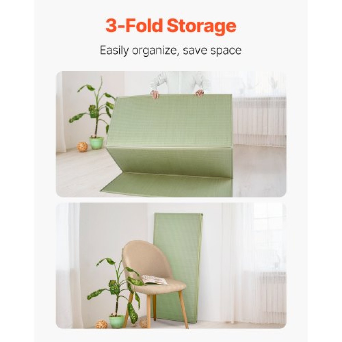 VEVOR Japanese Tatami Mat, Queen Size Πτυσσόμενο Γιαπωνέζικο Στρώμα Tatami ( Natural Rush Grass ), Ιαπωνικό στρώμα δαπέδου με αντιολισθητική βάση & φρέσκο ​​άρωμα, στρώμα Futon για διαλογισμό ύπνου γιόγκα