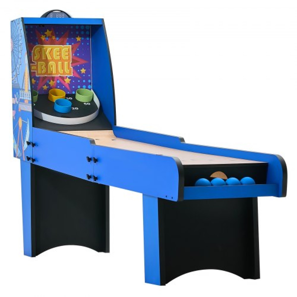 VEVOR 8' Roll and Score Classic Arcade Game Table, Arcade Machine Indoor με Ηλεκτρονικό Σκόρερ, Ήχος, Αυτόματη Επιστροφή Μπάλας για Ενήλικες Παιδιά Οικογενειακή αναψυχή παιχνιδιών Αίθουσα Σε 4 B όλα