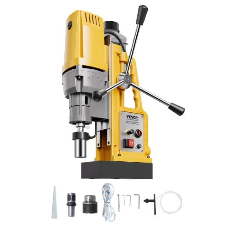VEVOR Magnetic Drill, 1400W Motor 2 in Boring Diameter, 2922 lbf Portable Electric Mag Drill Press, 0-750 RPM Μεταβλητή ταχύτητα, Μηχανή διάτρησης για μεταλλική επιφάνεια, βιομηχανική και οικιακή βελτίωση