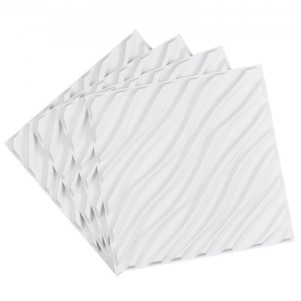 VEVOR 3D πάνελ τοίχου, 12-συσκευασία 19,7 x 19,7 σε PVC πλακάκια μινιμαλιστικών κυμάτων μοντέρνας τέχνης, πάνελ τοίχου κάλυψης 32 τετραγωνικών μέτρων, Εσωτερική διακόσμηση σπιτιού για οροφή, υπνοδωμάτιο, σαλόνι και αίθουσα παιχνιδιών, Λευκό ματ