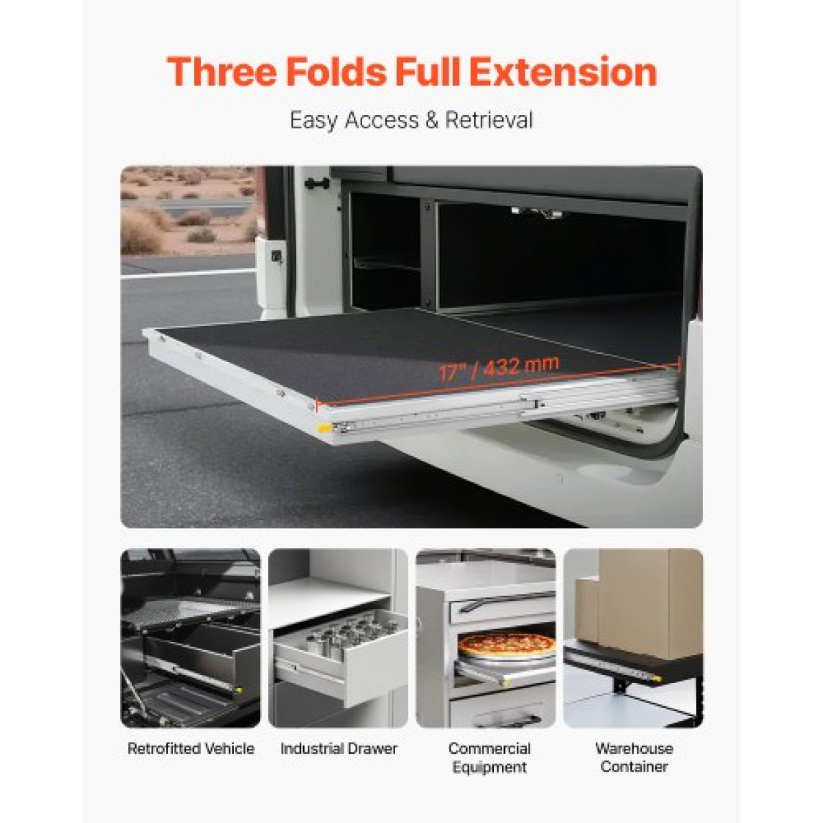 VEVOR 1 Pair Full Extension Slides συρταριών 16 18 20 24 30 35 38 59 32 36 40 48 60 in, 250 lbs Χωρητικότητα φόρτωσης Ασφάλιση συρταριών, ρουλεμάν με συρταρωτό συρτάρι πλευρικής βάσης κλειδαριάς