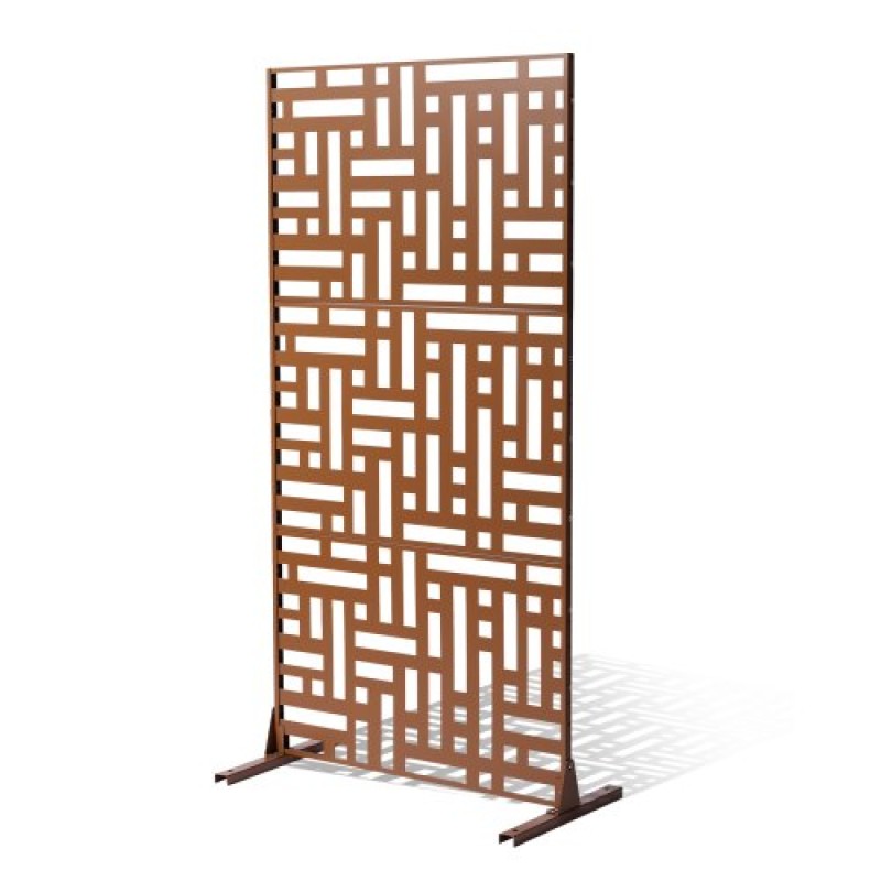 VEVOR Μεταλλική οθόνη απορρήτου, 47" Π x 76" Υ, Εξωτερικές Οθόνες Προστασίας Προσωπικών Δεδομένων 3 πάνελ, Ανεξάρτητο διαχωριστικό εξωτερικού χώρου με βάση, Διακοσμητικός ατσάλινος φράχτης κήπου Privacy για Μπαλκόνι Αίθριο Εσωτερικό Υδρομασάζ Κα