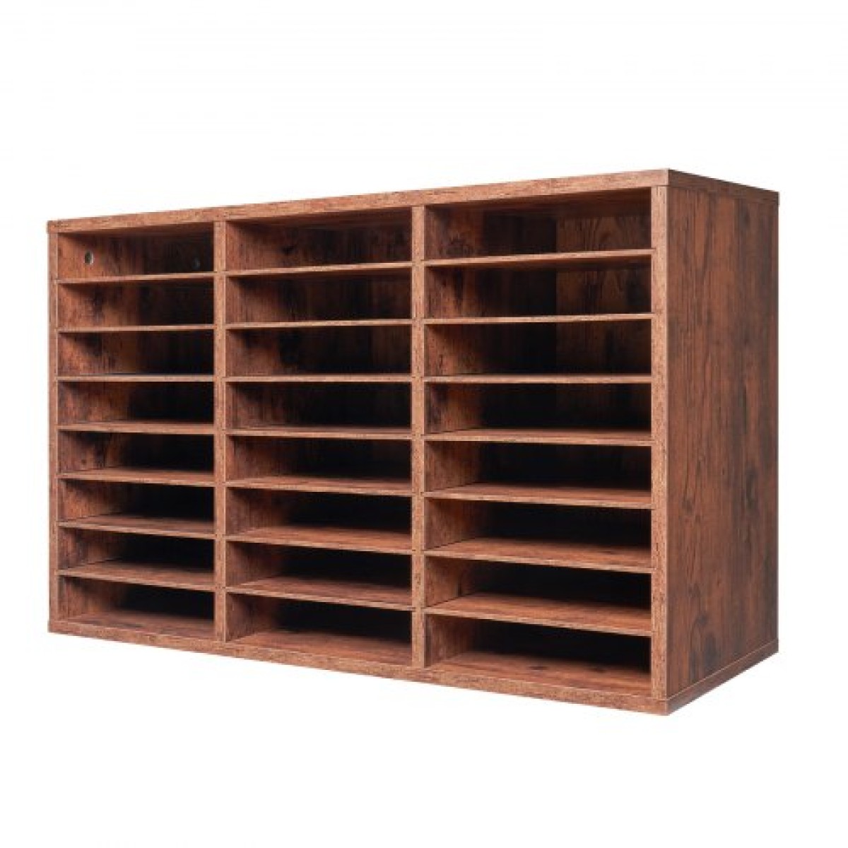VEVOR Literature Organizer, Ταχυδρομική θυρίδα γραφείου 24 θέσεων με αφαιρούμενα ράφια, Ξύλινη θυρίδα ταξινόμησης μοριοσανίδων Office Home Classroom Storage, File Sorter για έγγραφα, χαρτιά, Σκούρο καφέ