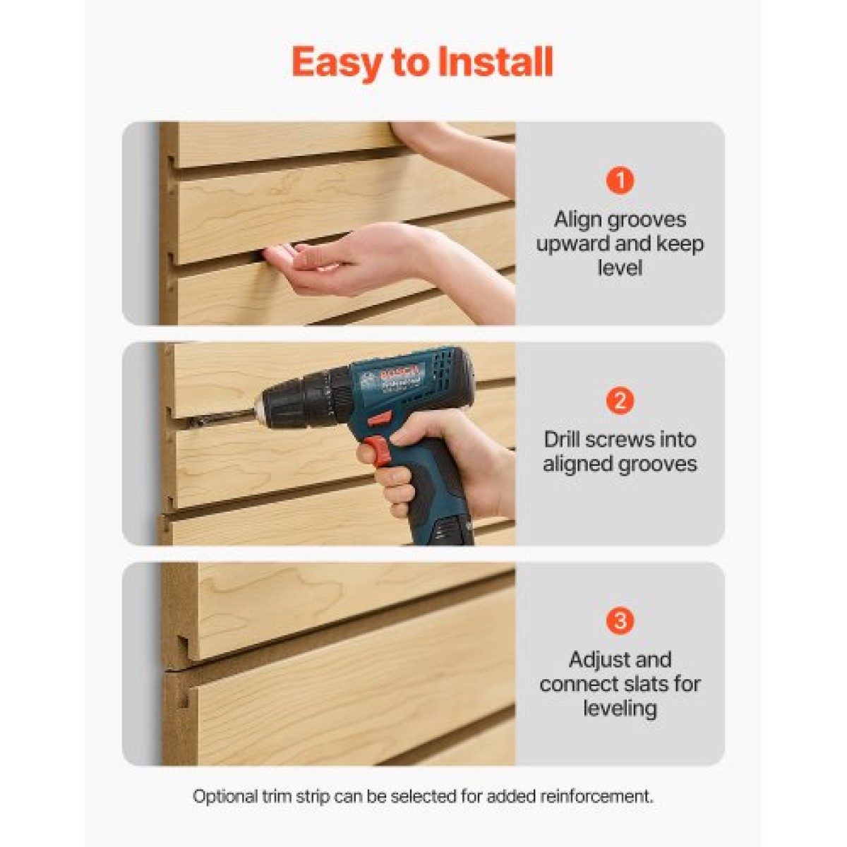 Επένδυση τοίχου VEVOR Slat, 4 x 4 πόδια, MDF Slatwall γκαράζ με αρθρωτή σχεδίαση, ρυθμιζόμενο πάνελ τοίχου από φυσικό πηχάκι εύκολα στην εγκατάσταση με δομή ζεύξης & κοπή DIY, Κατάλληλο για αποθήκευση και οθόνη