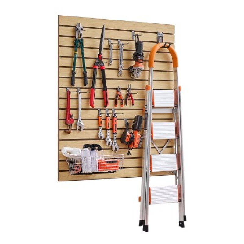 Επένδυση τοίχου VEVOR Slat, 4 x 4 πόδια, MDF Slatwall γκαράζ με αρθρωτή σχεδίαση, ρυθμιζόμενο πάνελ τοίχου από φυσικό πηχάκι εύκολα στην εγκατάσταση με δομή ζεύξης & κοπή DIY, Κατάλληλο για αποθήκευση και οθόνη