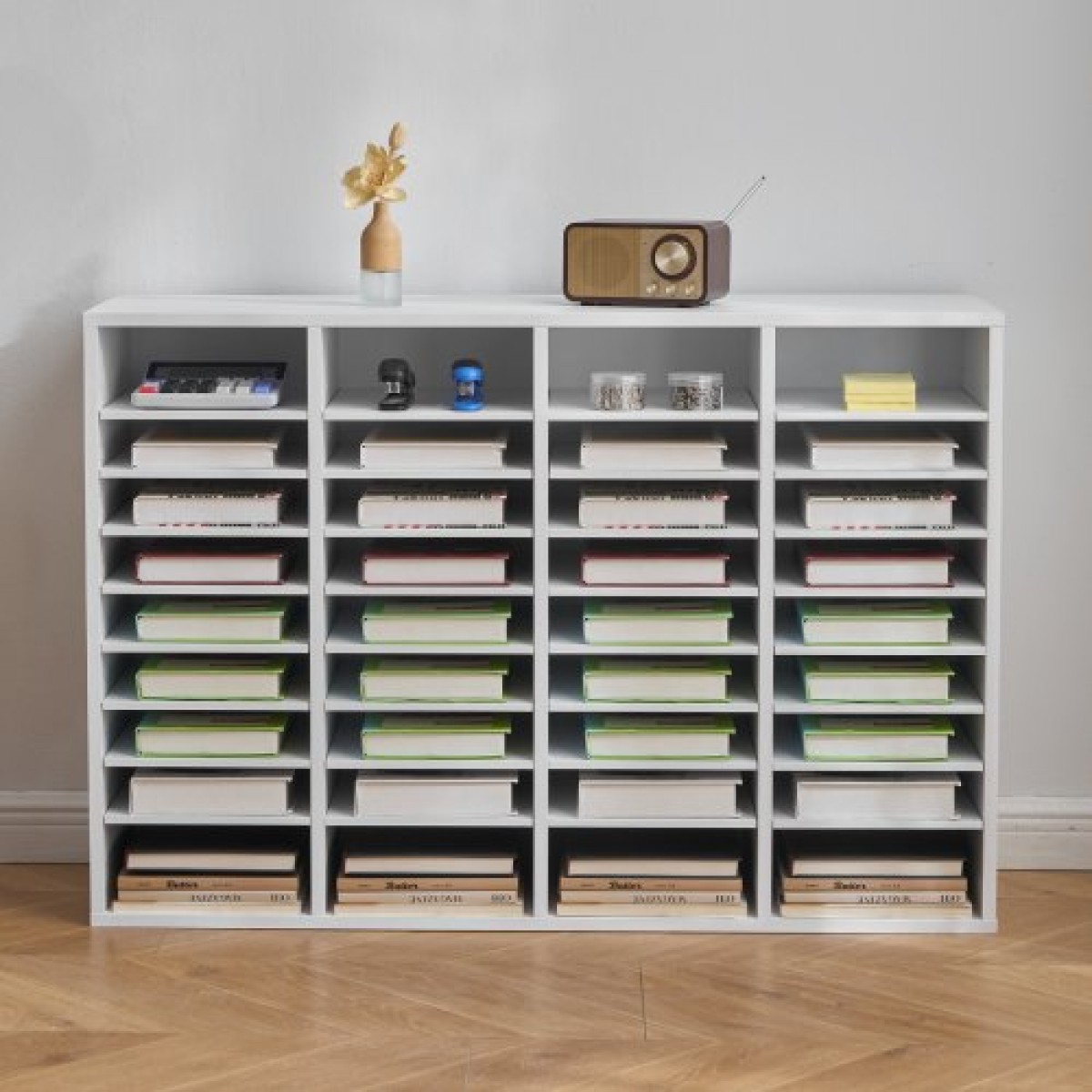 VEVOR Literature Organizer, Γραμματοκιβώτιο γραφείου 36 θέσεων με ρυθμιζόμενα ράφια, Ξύλινη θυρίδα ταξινόμησης μεσαίας πυκνότητας Fiberboard Office Home Classroom Αποθήκευση για αρχεία, έγγραφα, χαρτιά, λευκό