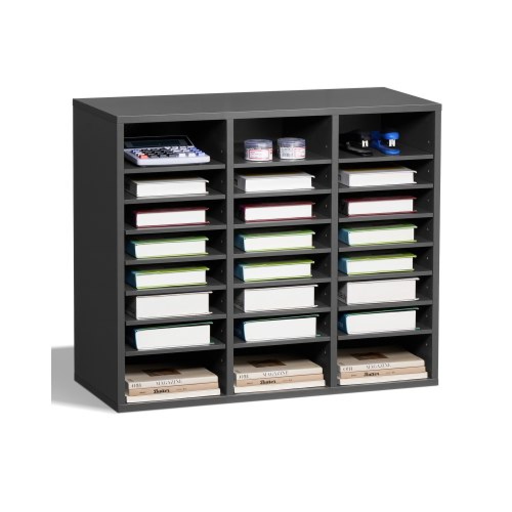 VEVOR Literature Organizer, Ταχυδρομική θυρίδα γραφείου 24 θέσεων με ρυθμιζόμενα ράφια, Ξύλινη ταξινόμηση γραμματοκιβωτίου μεσαίας πυκνότητας Fiberboard Office Home Classroom Αποθήκευση για αρχεία, έγγραφα, χαρτιά, γκρι